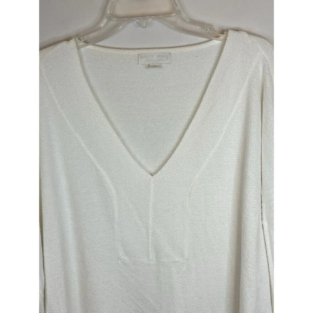 BAREFOOT DREAMS CozyChic Ultra Lite Ivory V Neck Pullover 3X Long Sleeve Sweater